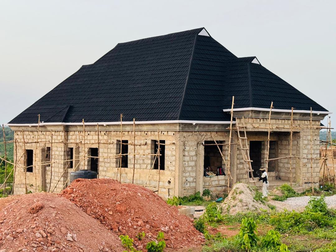 Stone-Coated Black Hip Roof